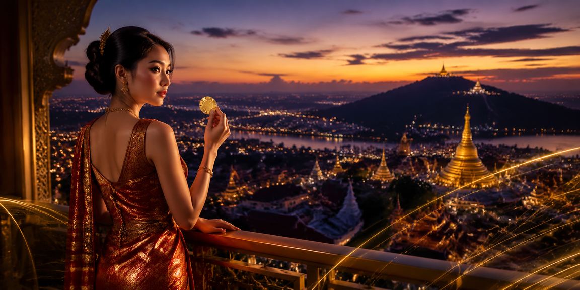မန္တလေးမြို့ရှိ ရွှေဘုရားအနီးရှိ ကာစီနိုနှင့် ဂိမ်းကစားနေသည့် ပုံ